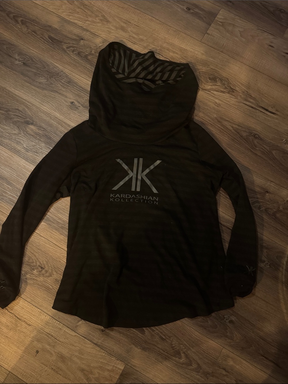 Kardashian Kollection Black Logo Cowl Pullover